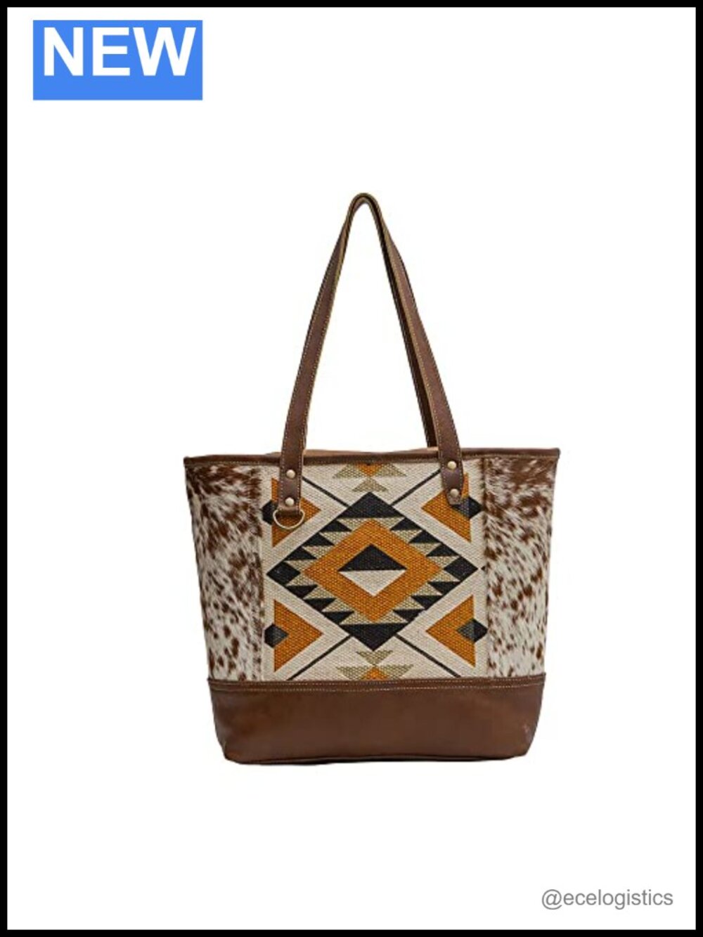 Western Leather Tote Bag for Women - Handcrafted Upcycled Canvas Shoulder Purse